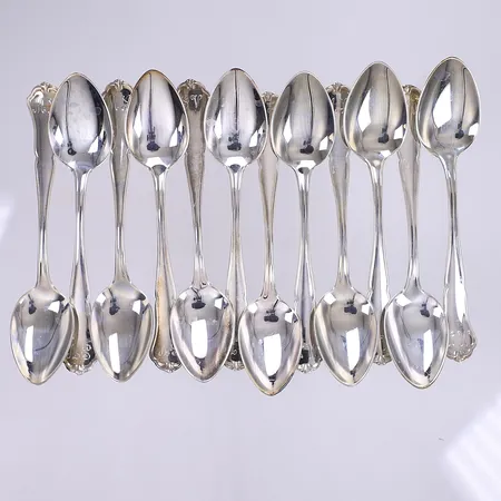 12 Kaffeskedar finska stämplar längd 11,5cm gravyr silver 830/1000 Vikt: 156 g