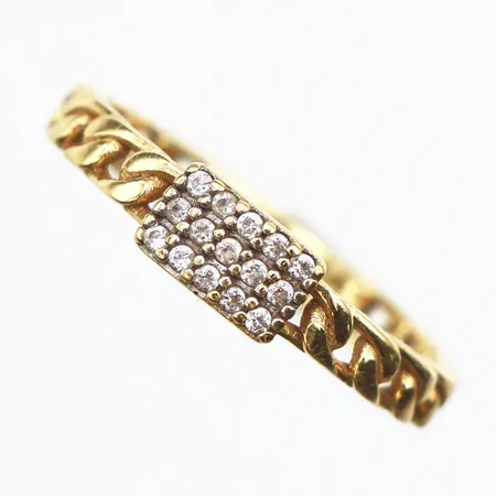 Ring med vita stenar, Stl:17¾, bredd: 2,7-4,5mm, 18K Vikt: 2,5 g