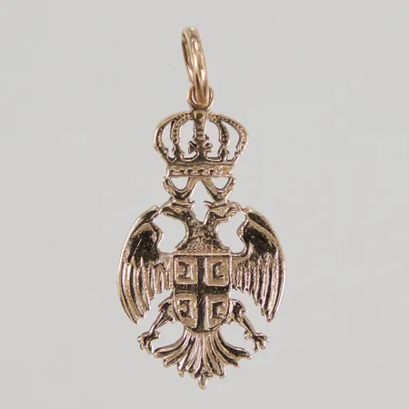 Hänge Serbiens riksvapen dubbelörn ca 16 x 35mm, 14K Vikt: 3,6 g