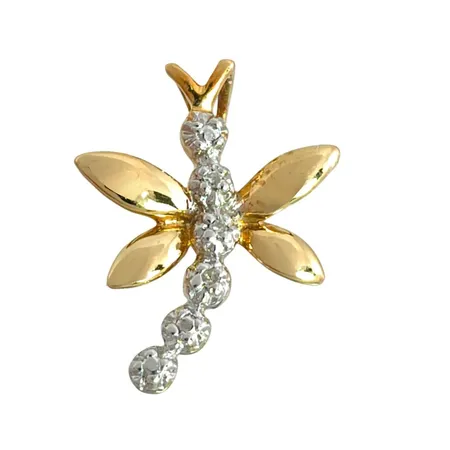 Diamanthänge i 18K guld, Diamanter 3 x 0,003ct, Guldfynd (GHA), längd 15,5 mm, bredd 12 mm, fint skick Vikt: 1 g