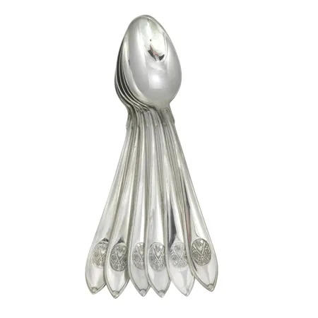 Kaffeskedar silver 6 stycken, modell "Skytte", längd 12,5 cm, bruksskick Vikt: 98,4 g