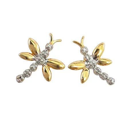 Diamantörhängen i 18K guld, Diamanter 8 x 0,003ct, Guldfynd (GHA), storlek 11 x 14,5 mm, ploppar saknas, fint skick Vikt: 1,7 g