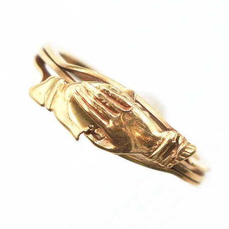 Ring tredelad, Stl:18½, bredd: 2,5-6,7mm, defekt, 18K Vikt: 3,8 g