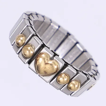 Ring Nomination stål med gulddetaljer i 18K stl:17½ bredd 6mm flexilel repig
