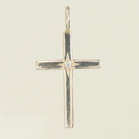 Hänge kors med vit sten, 30x20mm inklusive hängöglan, Silver 925/1000 Vikt: 1,4 g