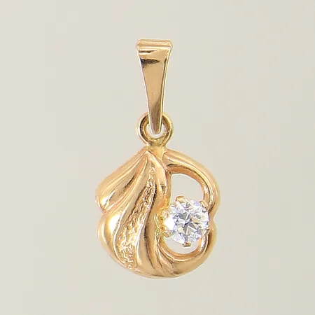 Hänge med vit sten samt mönstrad dekor 16x8,3mm 18K Vikt: 0,4 g
