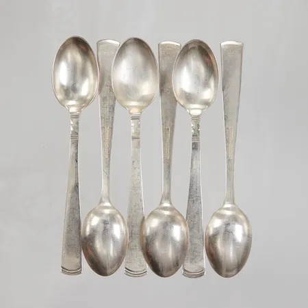 Kaffeskedar 6st modell Rosenholm 12cm, GAB Silver 830/1000  Vikt: 85,4 g