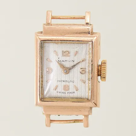 Damur Marvin boett i 14K manuell, boett-nr:207525, repigt plexiglas, saknar armband, brv:9,5g