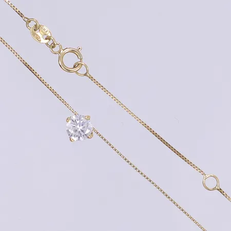 Halscollier GHA med vit sten längd 52cm bredd 1mm justerbar längd 18K Vikt: 1,6 g