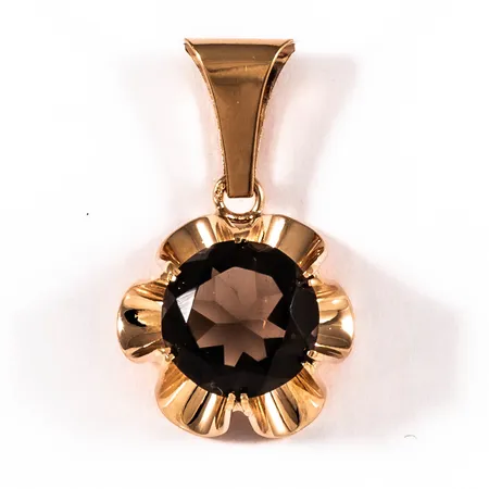 Hänge med brun sten bredd 15mm längd inkl ögla 25,5mm, 18K 2,9g.
