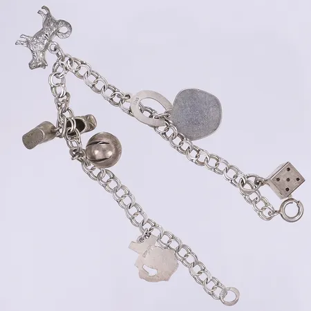 Armband Bismarck med berlocker längd 18cm bredd 5-20mm silver 925/1000 Vikt: 15,4 g