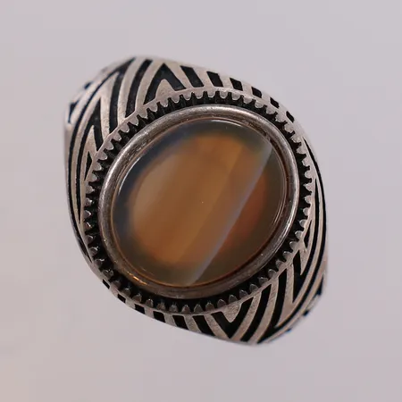 Klackring med sten, stl:20½ bredd 3,8-16,9mm silver 925/1000 Vikt: 6,2 g