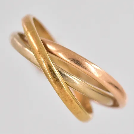 Ring 3-delad stl 16¼ röd/gul/vitguld 14K Vikt: 3,5 g
