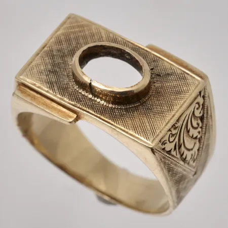 Ring stl:17½ bredd 4,5-13mm, saknar sten, 14K, 7,98g.