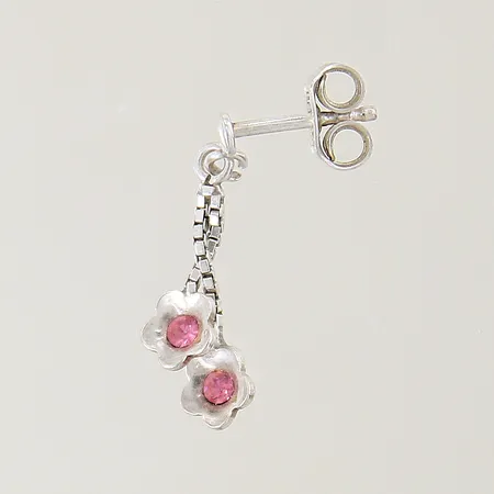 Udda örhänge med rosa stenar 20x5mm silver 830/1000 Vikt: 0,6 g
