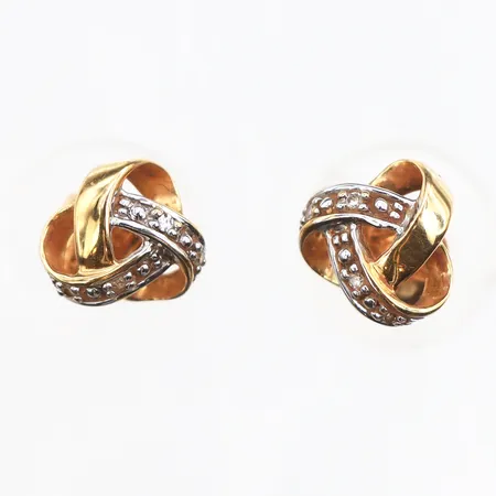 Ett par örhängen knutar med diamanter 8 x ca. 0,005ct, Ø7,8mm, stift, Guldfynd, 18K Vikt: 1,6 g