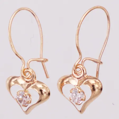 Örhängen kubic zirkonia längd 20mm, bredd 9mm, Guldfynd, originalask, fint skick, 18K  Vikt: 0,7 g