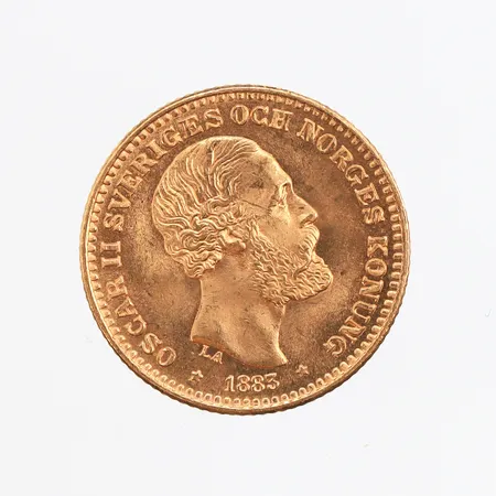 Mynt 10 kronor, präglat år 1883, 900/1000 (21,6K) Vikt: 4,5 g