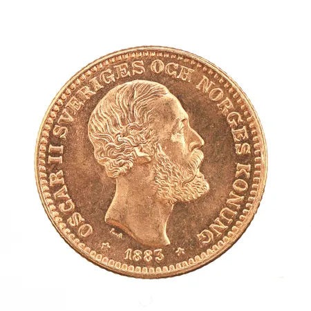 Mynt 10 kronor, präglat år 1883, 900/1000 (21,6K) Vikt: 4,5 g