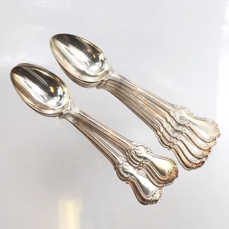 11 Kaffeskedar, modell: Olga, 12cm, 830/1000 silver, Vikt: 169,7 g