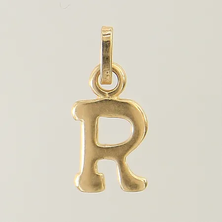Hänge bokstaven R GHA 16x7,5mm 18K Vikt: 0,7 g