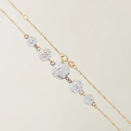 Collier med vita stenar GHA längd 43,5-46,5cm bredd 1,1-10,2mm 18K brv:4,3g Vikt: 4,3 g
