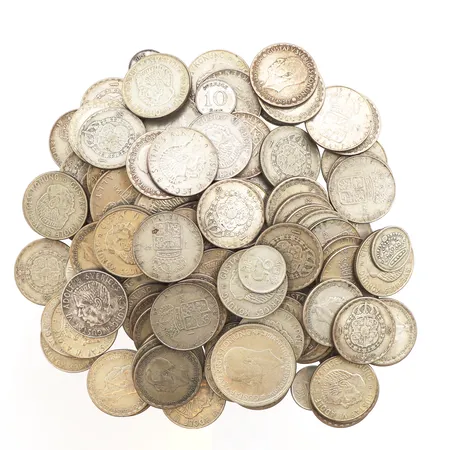 Cirkulationsmynt, 10-öre, 25-öre, 1-krona, 2-kronor, 5-kronor, 400/1000 silver, Vikt: 812,3 g