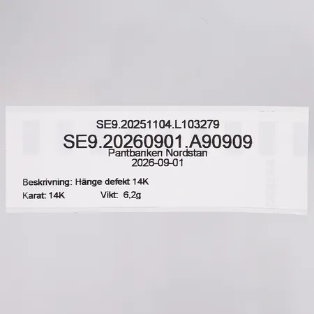 Hänge defekt 14K Vikt: 6,2 g