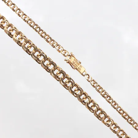Collier doserad Bismarck, 42,5cm, bredd: 3,6-7,2mm, Guldvaruaktiebolaget G. Dahlgren & Co Ab, Malmö år 1965, 18K Vikt: 13,3 g
