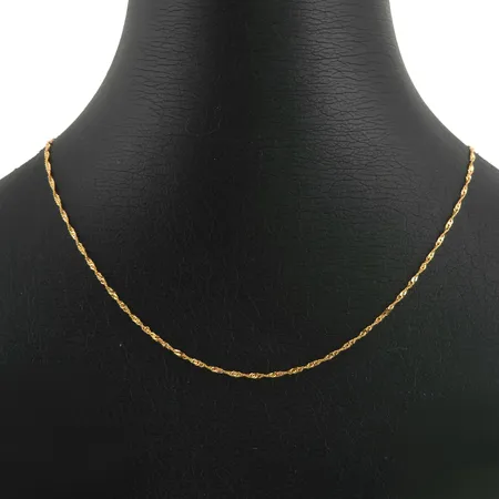 Halskedja Singapore i 18K guld, Guldfynd (GHA), längd 42,0 cm, bredd 1,2 mm, fint skick Vikt: 1,3 g