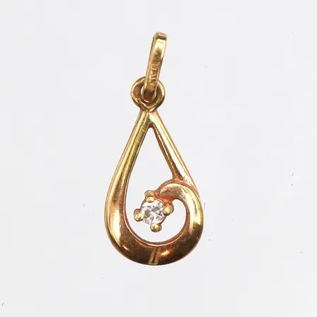 Hänge med vit sten, 24mm, 18K Vikt: 1,1 g
