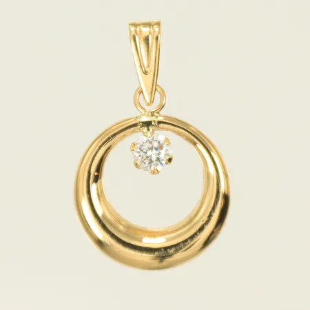 Hänge med vit sten, 20x17mm inklusive hängöglan, GHA 18K Vikt: 0,3 g