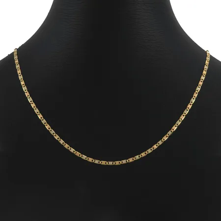 Halskedja i 14K guld, trefärgad modell, längd 50,5 cm, bredd 2 mm, fint skick Vikt: 3 g