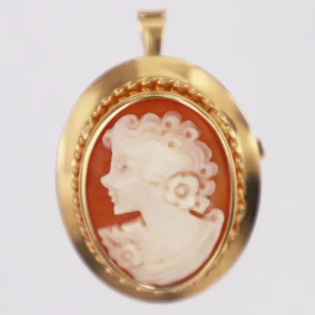 Hänge/brosch camé längd 32mm GHA, 18K  Vikt: 3,8 g
