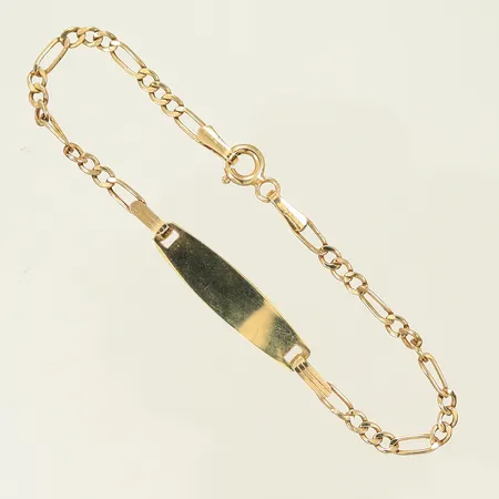 Armband med bricka, 14,5cm bredd 2,5-5,5mm 14K Vikt: 1,4 g
