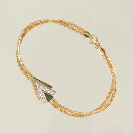 Armband med vita stenar, längd ca 19cm, bredd 4-12mm, 14K 5,5g totalt