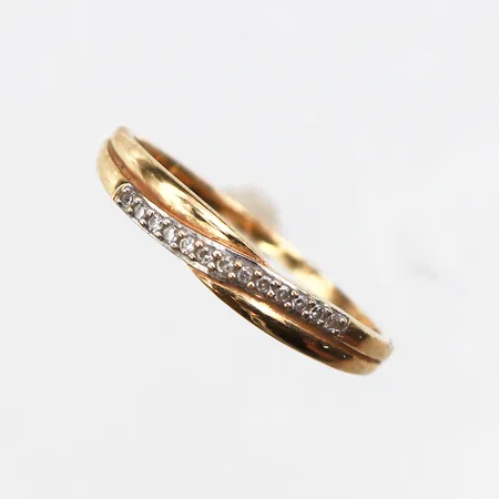 Ring med diamanter 13 x ca. 0,005ct, Stl:18, bredd: 1,1-3,5mm, Guldfynd, 18K Vikt: 1,5 g