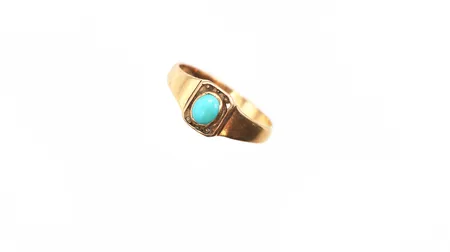 Ring med turkos, Stl:19, bredd: 3,6-8,9mm, 18K Vikt: 3,2 g