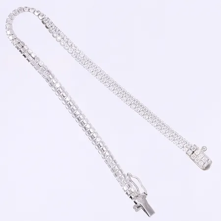 Armband med vita stenar längd 17cm bredd 4mm Guldfynd silver 925/1000 Vikt: 5,4 g