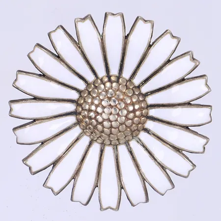 Brosch  "Daisy" Anton Michelsen Danmark Ø40mm förgyllt silver och emalj 925/1000  Vikt: 17,5 g