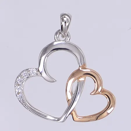 Hänge hjärta med vita stenar höjd 22mm inkl öglan silver 925/1000 Vikt: 2,1 g