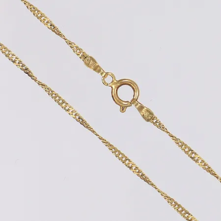 Halskedja Singapore längd 46cm bredd 1mm 14K Vikt: 2,1 g