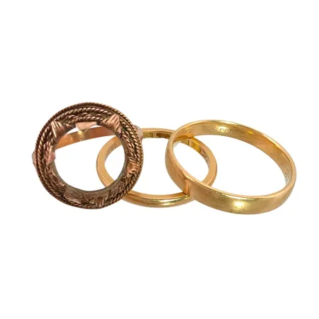 Diverse smycken, 14-18K guld, ring, 14K, lös sten, totalt 4g, 2 ringar 18K 6,4g