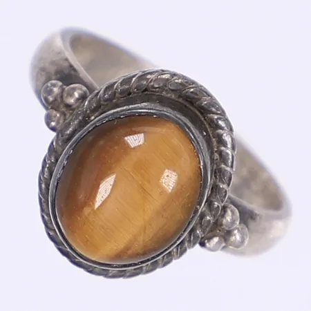 Ring med tigeröga stl:17¼ bredd 3-14mm silver 925/1000 Vikt: 4,8 g