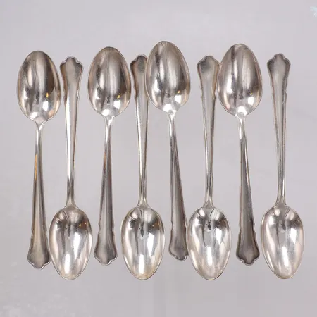 8 Skedar Chippendale 12cm, GAB silver 830/1000 Vikt: 102,9 g