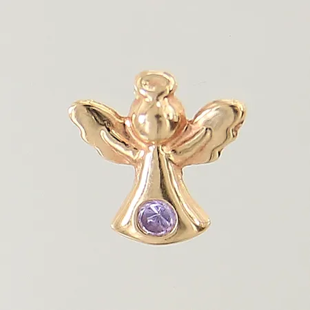 Hänge ängel med lila sten 11x10,5mm 18K Vikt: 0,2 g