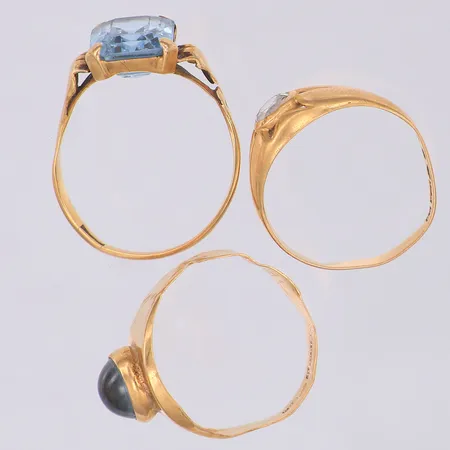 3 Ringar stenar defekta skenor, stenar, 18K  Vikt: 6,8 g