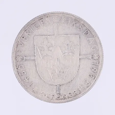 Mynt 5 kronor Sverige 1935 500 år av självständighet Ø36mm slitage silver 900/1000 Vikt: 25 g
