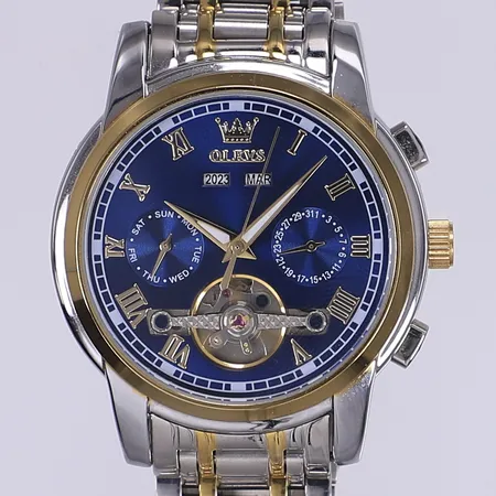 Herrur Olevs 6607G Ø42mm automat datum stållänk inga tillbehör