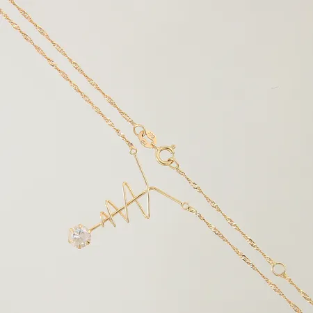Kedja Singapore med integrerat hänge med vit sten längd 43,5-45,5cm bredd 1,1-24mm 18K Vikt: 1,9 g